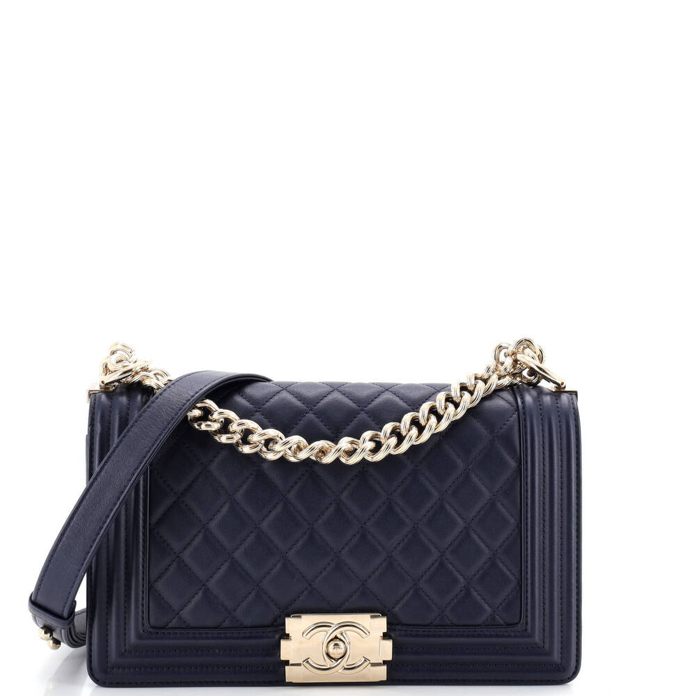 Chanel Old Medium Boy Flap Bag Quilted Lambskin
